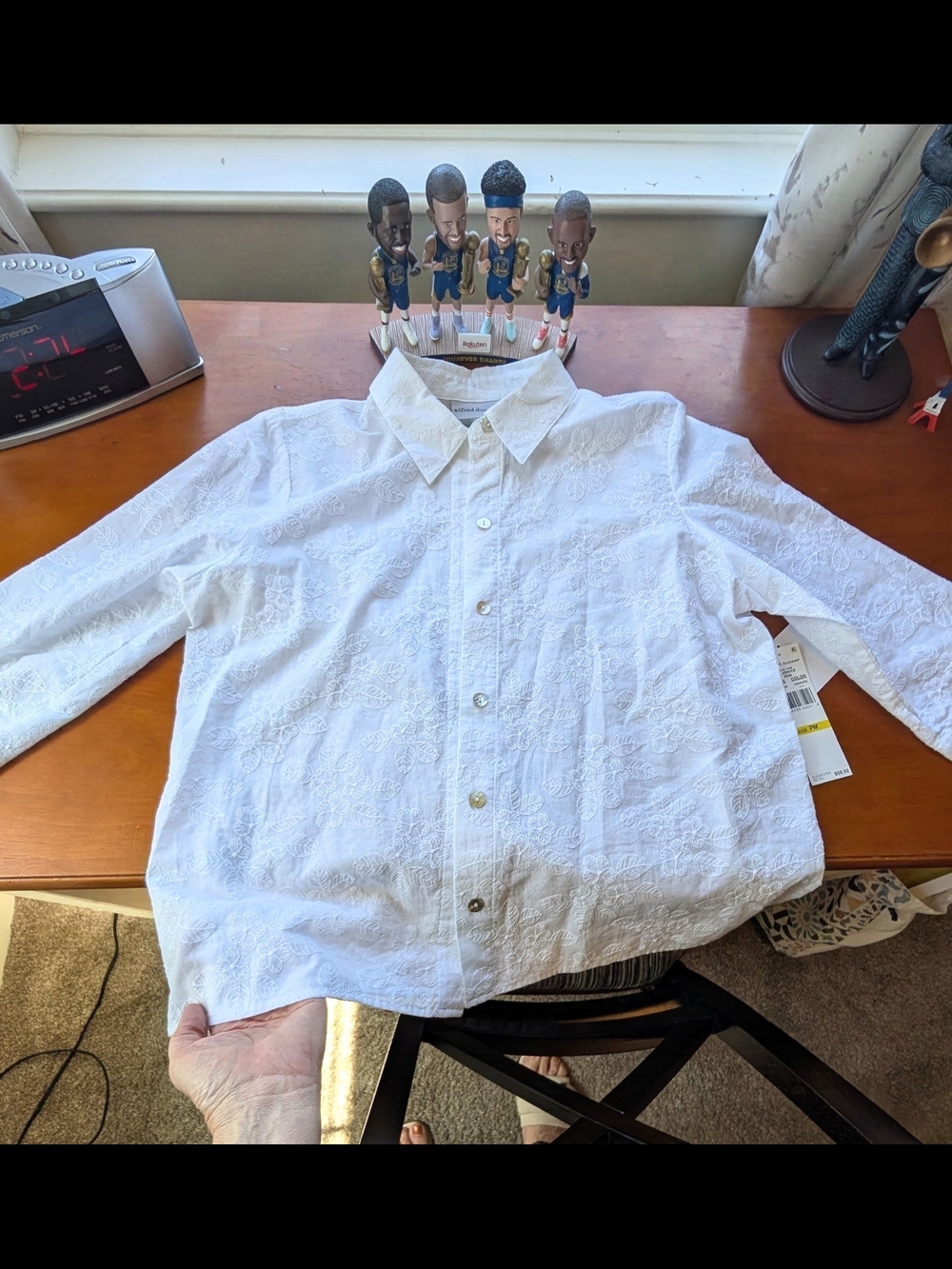 Alfred Dunner Classic White Embroidered 100% Cotton Button-Up Shirt (NWT)